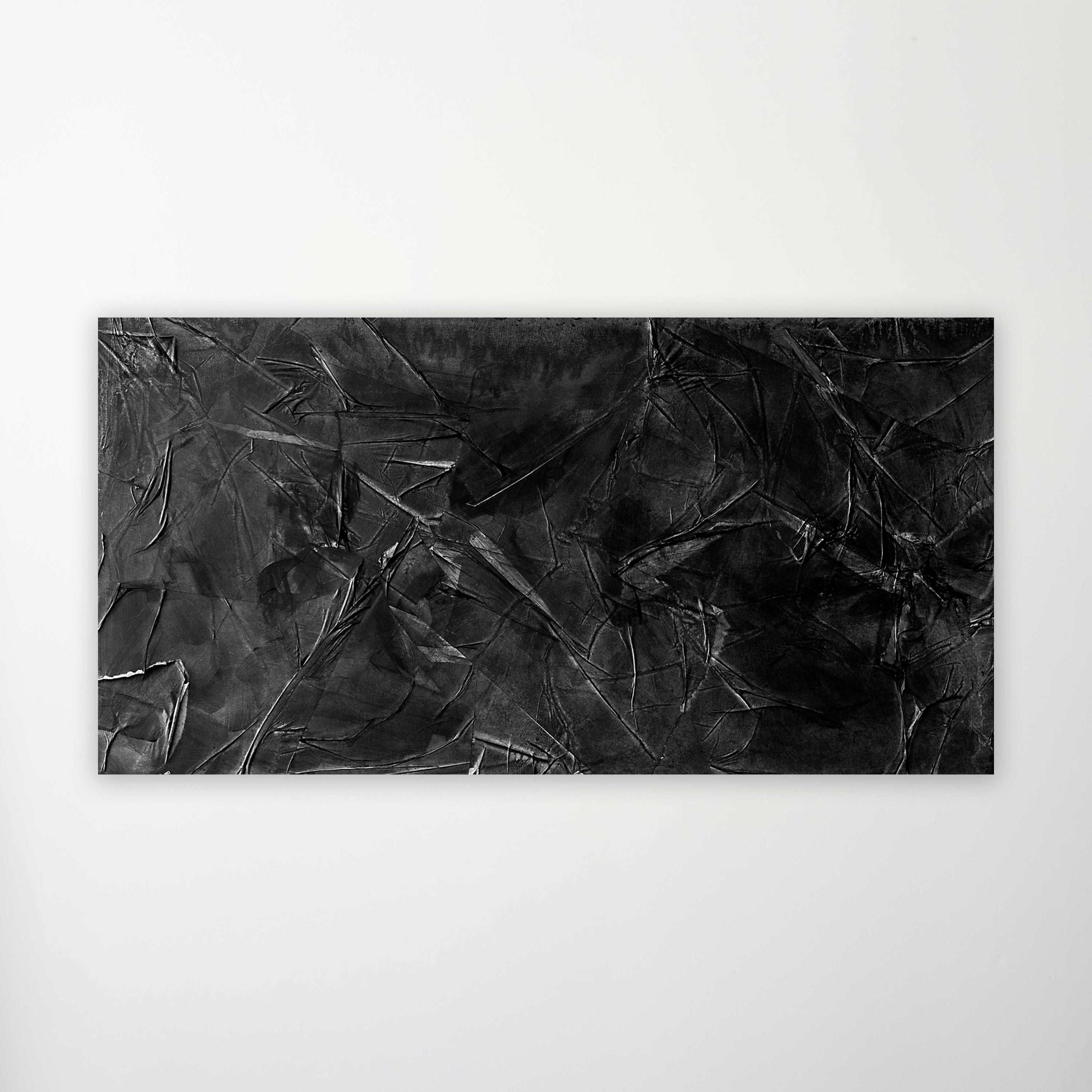 Midnight Hour I is the first artwork on the left of this diptych. A severe lined collage of rice paper and black Chinese ink.